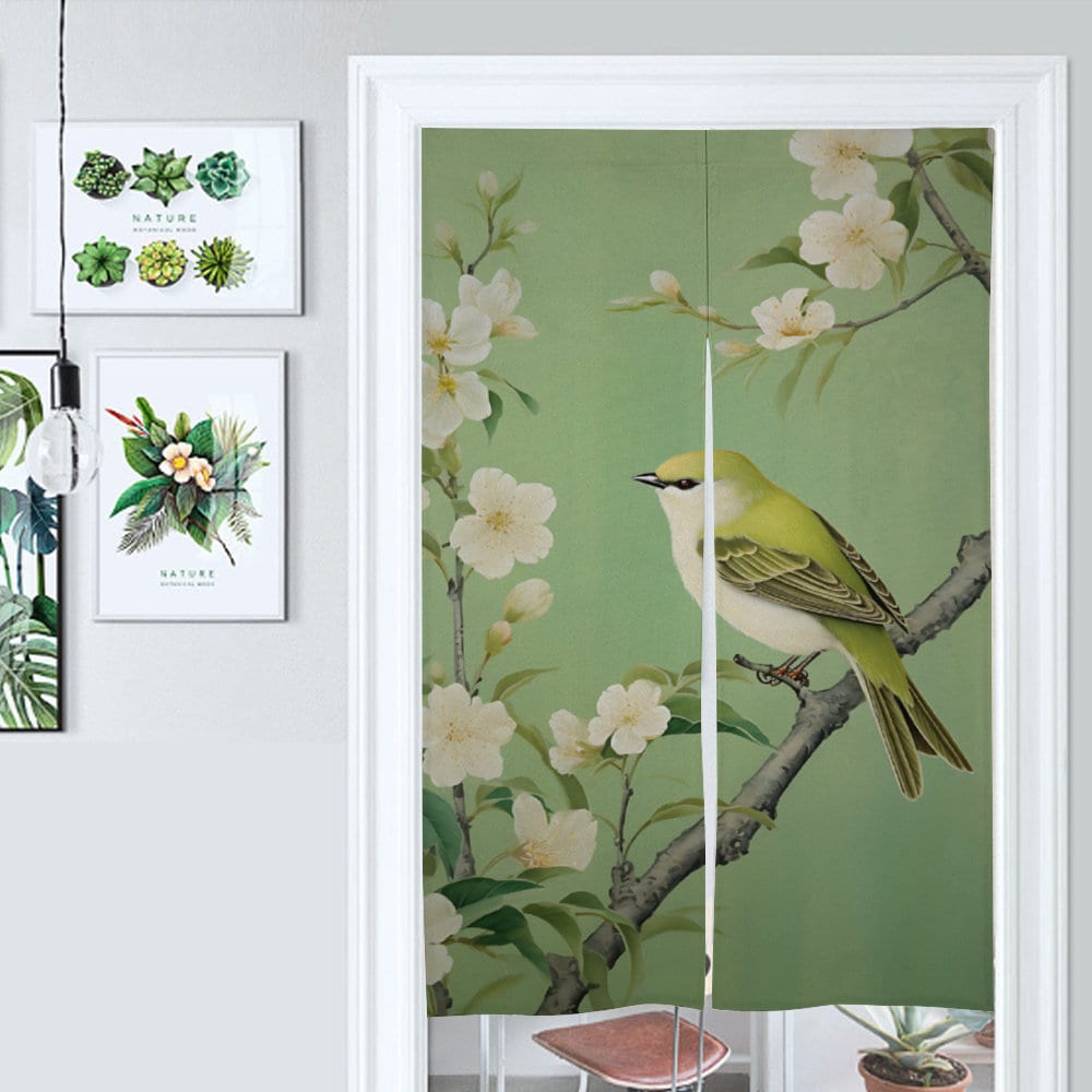 Japanese Bird Noren, Japanese Noren, Japanese Bird Door Curtain - Japanese Traditional Room Divider for Home Decor - Perfect for Doorway