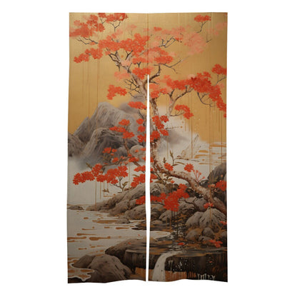 Japanese Vintage Landscape Noren Curtain, Doorway Curtain, Japanese Traditional Noren Curtain, Doorway Curtain