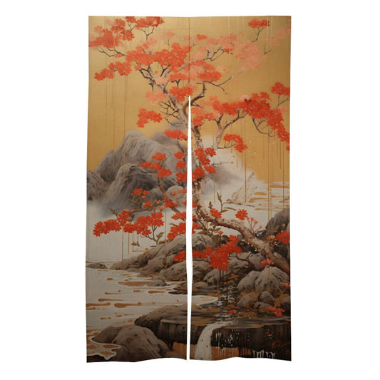 Japanese Vintage Landscape Noren Curtain, Doorway Curtain, Japanese Traditional Noren Curtain, Doorway Curtain