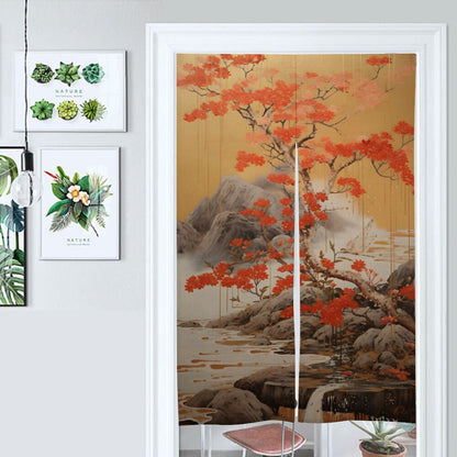 Japanese Vintage Landscape Noren Curtain, Doorway Curtain, Japanese Traditional Noren Curtain, Doorway Curtain