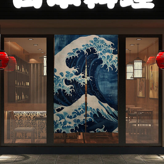 Japanese Ukiyo-e Noren, Japanese Vintage Doorway Curtain, Japanese Traditional Noren Door Curtain, Japanese Wave curtain, Japan Great Wave