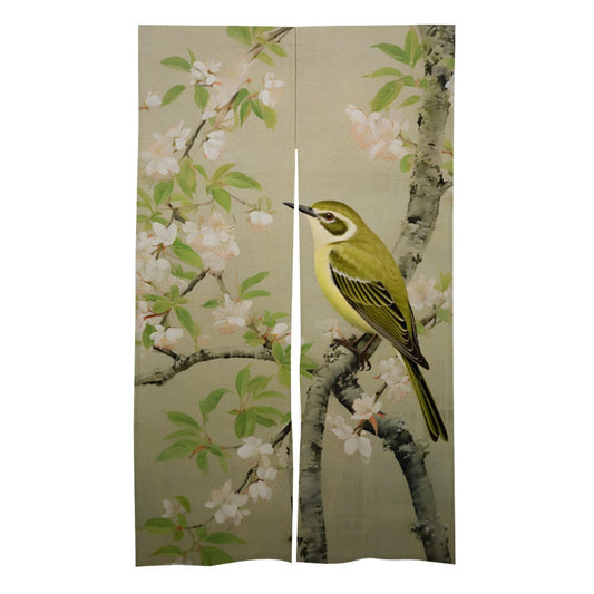 Japanese Bird Landscape Noren, Japanese Curtain Noren, Japanese Traditional Room Divider for Home Decor, Perfect for Door Decoration