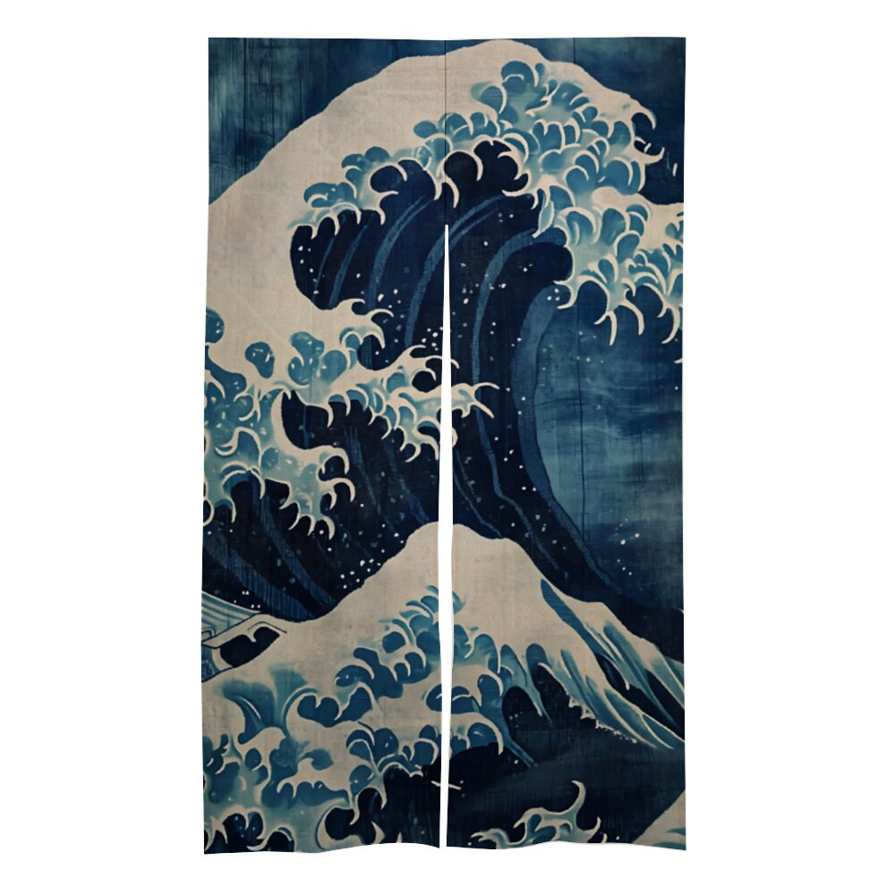 Japanese Ukiyo-e Noren, Japanese Vintage Doorway Curtain, Japanese Traditional Noren Door Curtain, Japanese Wave curtain, Japan Great Wave