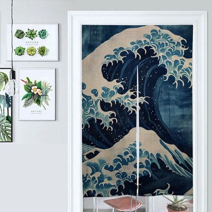 Japanese Ukiyo-e Noren, Japanese Vintage Doorway Curtain, Japanese Traditional Noren Door Curtain, Japanese Wave curtain, Japan Great Wave