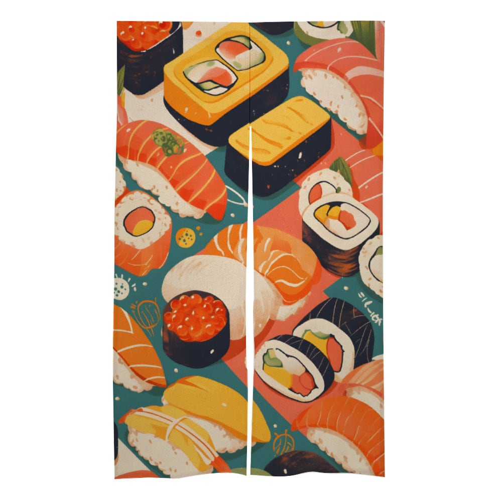 Japanese Noren Door Curtain,  Japanese Sushi Art Noren, Kitchen Door Decoration, Restaurant Curtain, Room Divider, Kitchen doorway Curtain