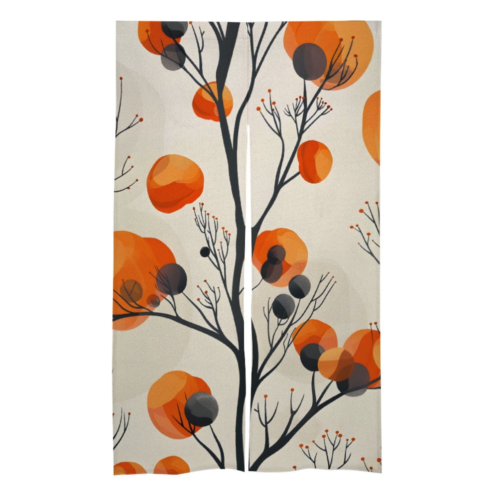 Japanese Noren, Abstract Orange Tree Curtain, Doorway Decoration, Doorway Curtain, Room Divider, Kitchen doorway Curtain