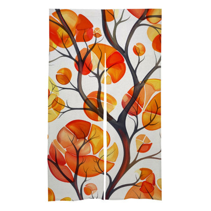 Japanese Noren, Abstract Orange Leaves Tree Noren Curtain, Doorway Decoration, Doorway Curtain, Room Divider, Kitchen doorway Curtain