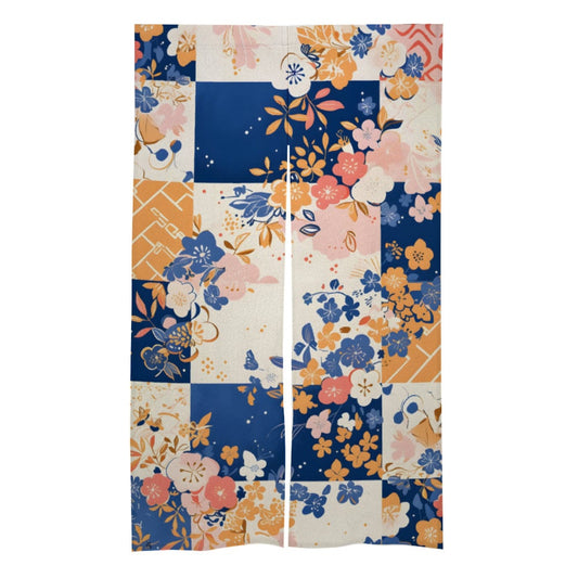 Japanese Noren, Colorful Floral designs Door Curtain - Japanese Harmony Floral Room Divider - Japanese Doorway Curtain - Kitchen Curtain