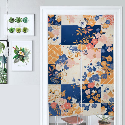 Japanese Noren, Colorful Floral designs Door Curtain - Japanese Harmony Floral Room Divider - Japanese Doorway Curtain - Kitchen Curtain