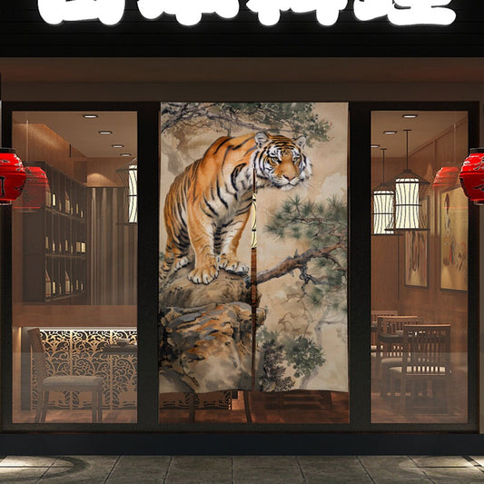 Japanese Noren, Japanese Vintage Style Tiger Noren, Tiger door curtain, oriental doorway curtain, Noren panel, Wall Tapestry