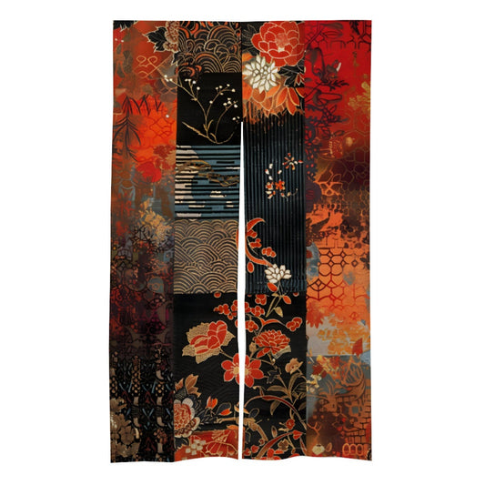 Japanese Long Noren Door Curtain - Vintage Patchwork Pattern Noren - Room Divider for Decoration - Japanese Door Curtain - Doorway Curtain