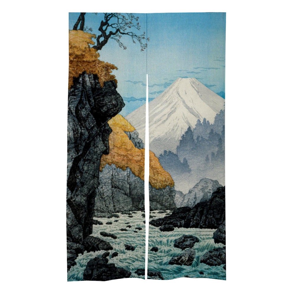 Japanese Noren, Japanese Painting mountain landscape Curtain Noren, Mount Ashitaka, Door Curtain, Room Divider