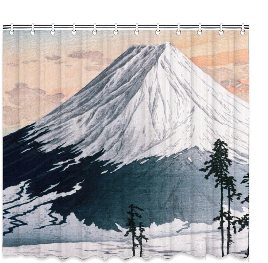 Japanese Artwork Shower Curtain, Mount Fuji Shower Curtain, Bath Shower Curtain, Waterproof shower curtain, Housewarming Gift