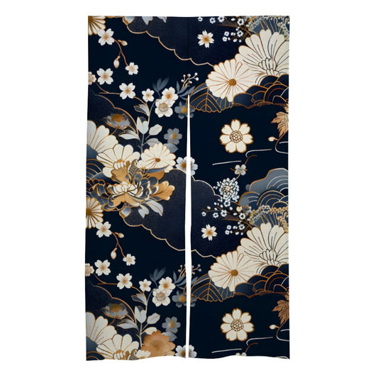 Japanese Noren, Mixed Floral Cherry Blossoms Noren Door Curtain - Japanese Traditional Pattern Room Divider - Japanese Door Curtain