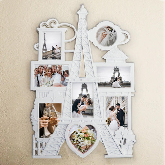 Multi Opening Collage Frame - Paris White Collage Frame, Eiffel Tower,  Decorative Wall Hanging Collage Picture Frame , Wall Collage Frame