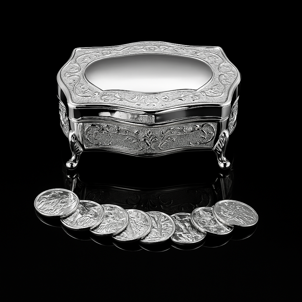 Silver Footed Floral Wedding Arras Box with Coins Set, Wedding Unity Coins, Wedding Arras, Arras de Boda, Great Wedding Gift Idea